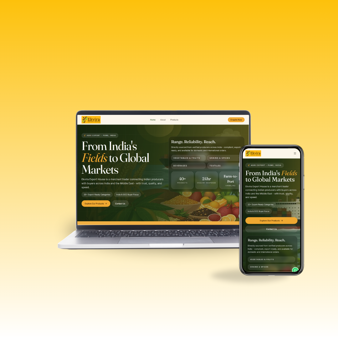 Ekvira Export House responsive website