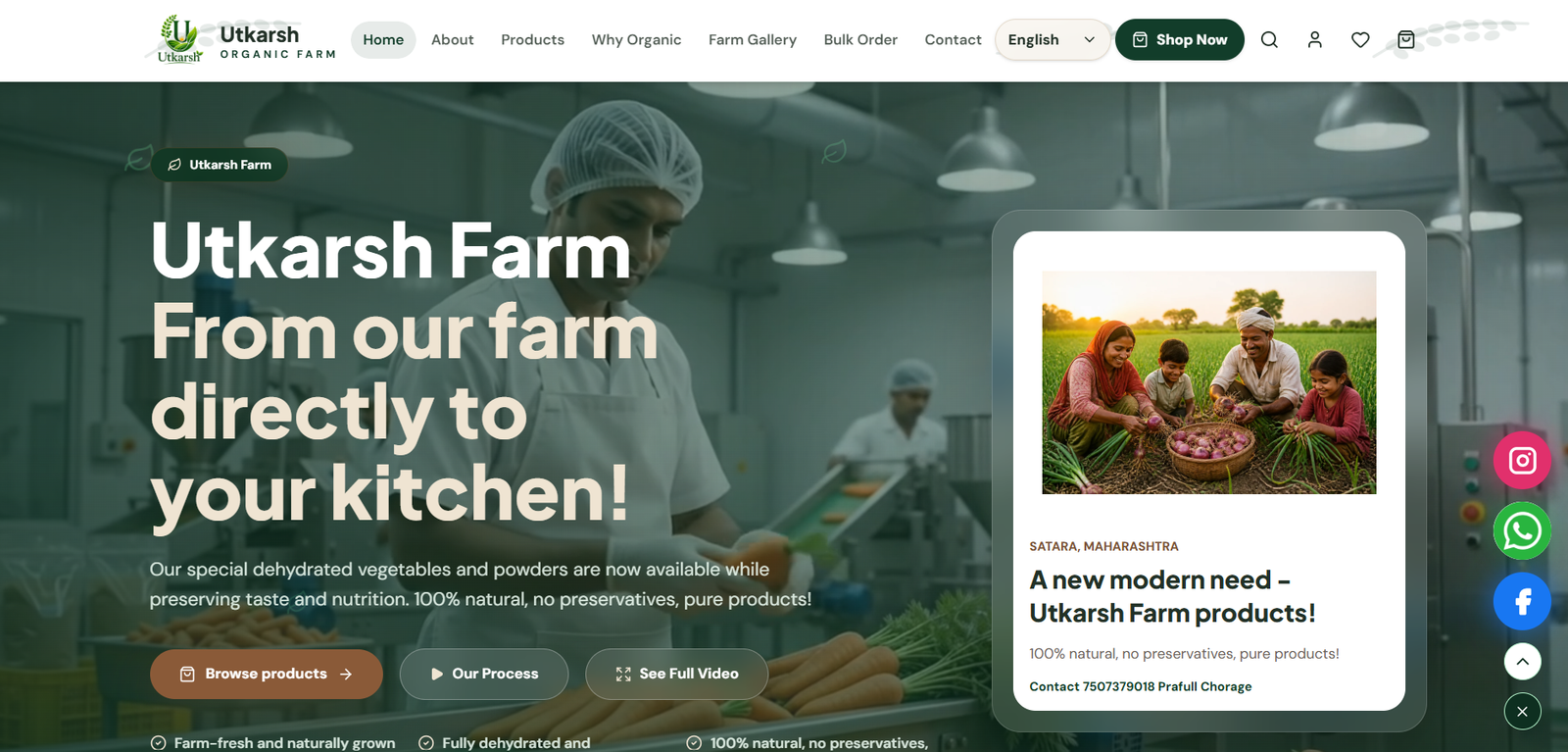 Utkarsh Organic Farm complete responsive design concept