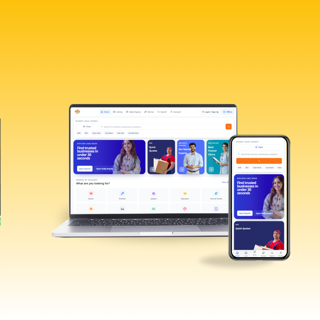 Namaste Bharat Website complete responsive design concept