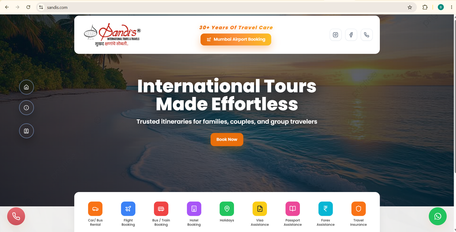 Sandis Tours & travels complete responsive design concept