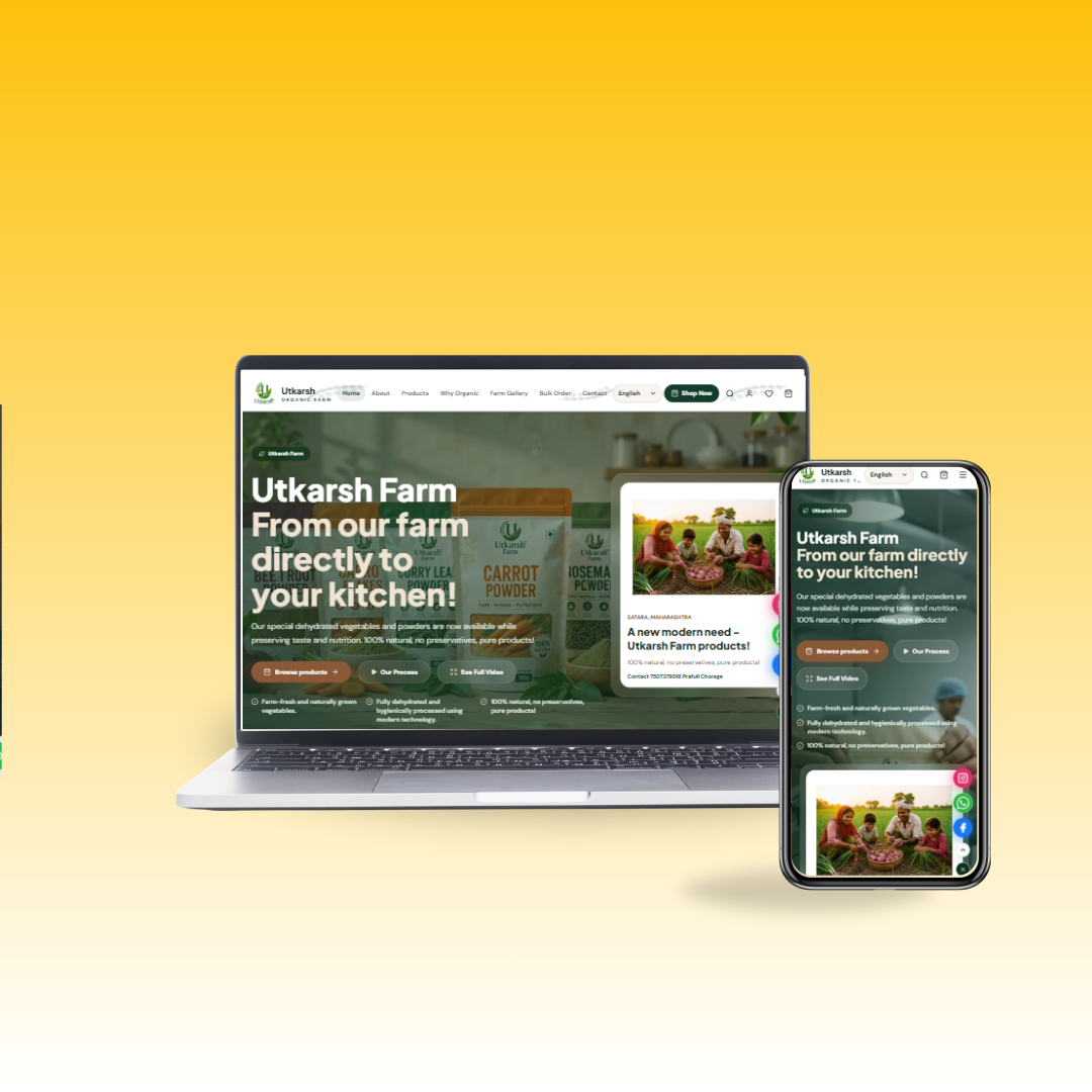 Utkarsh Organic Farm desktop website interface