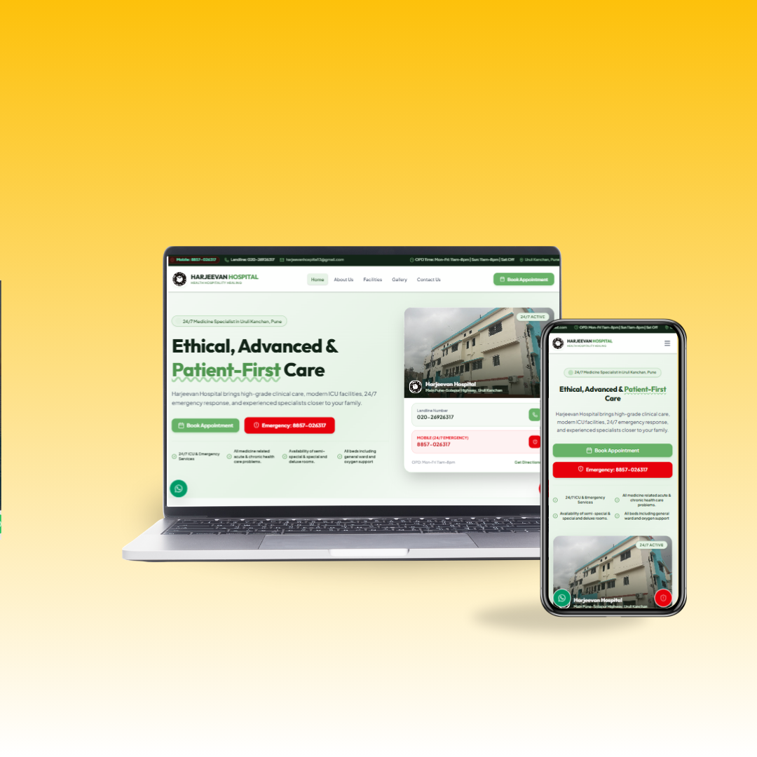 Harjeevan Hospital Website complete responsive design concept