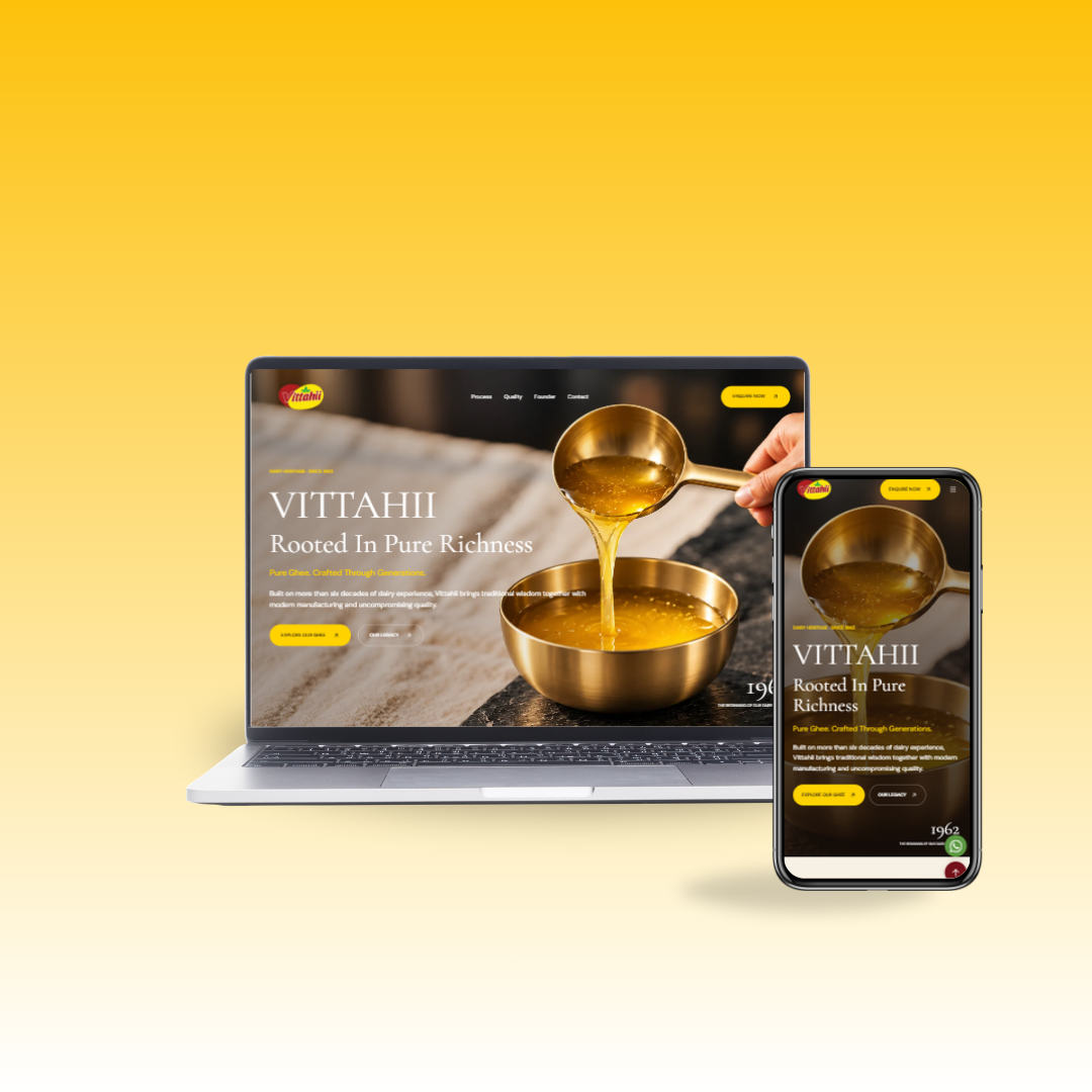 Vittahii ghee desktop website interface